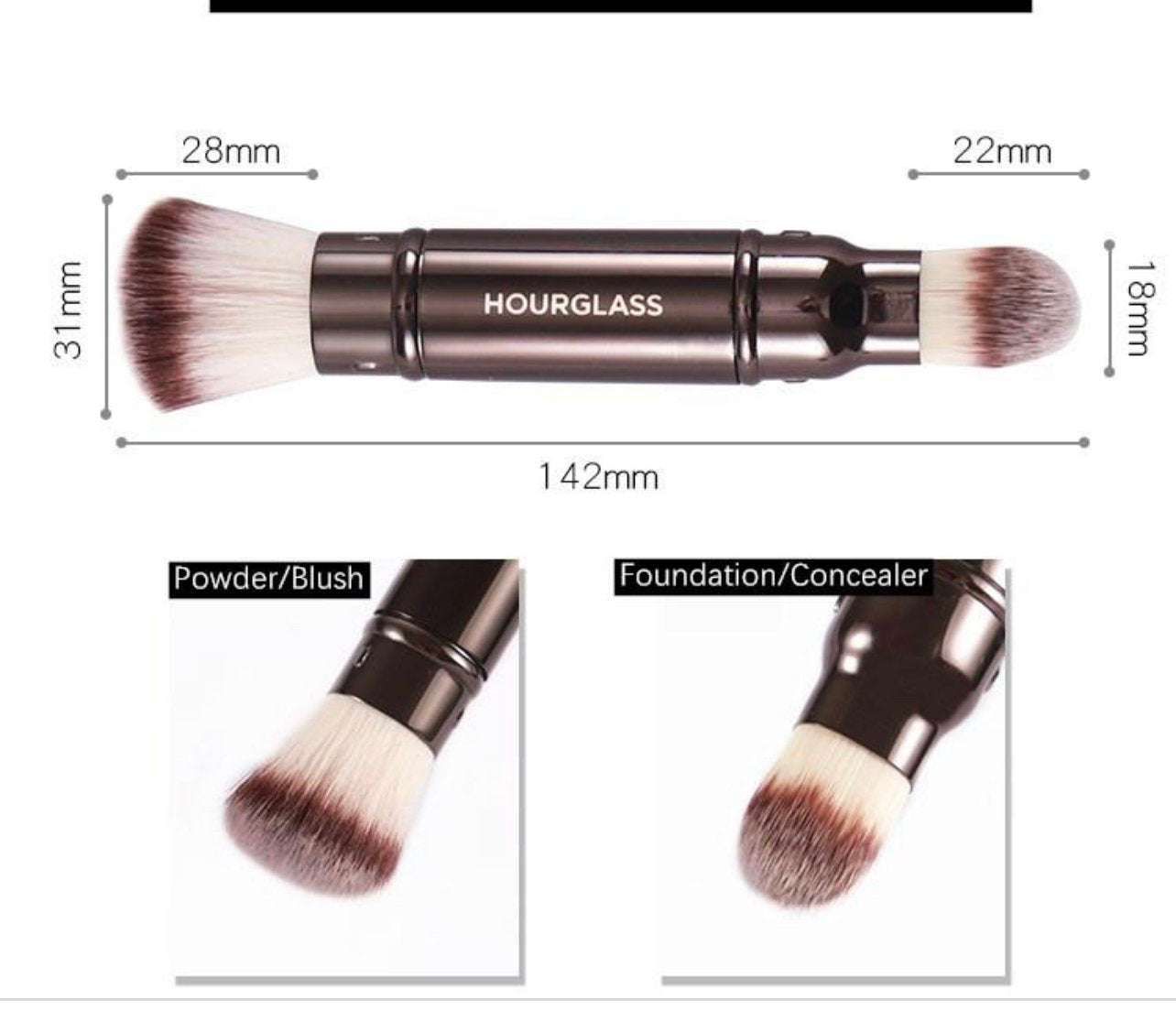 HOURGLASS  RETRACTABLE DOUBLE-ENDED COMPLEXION BRUSH