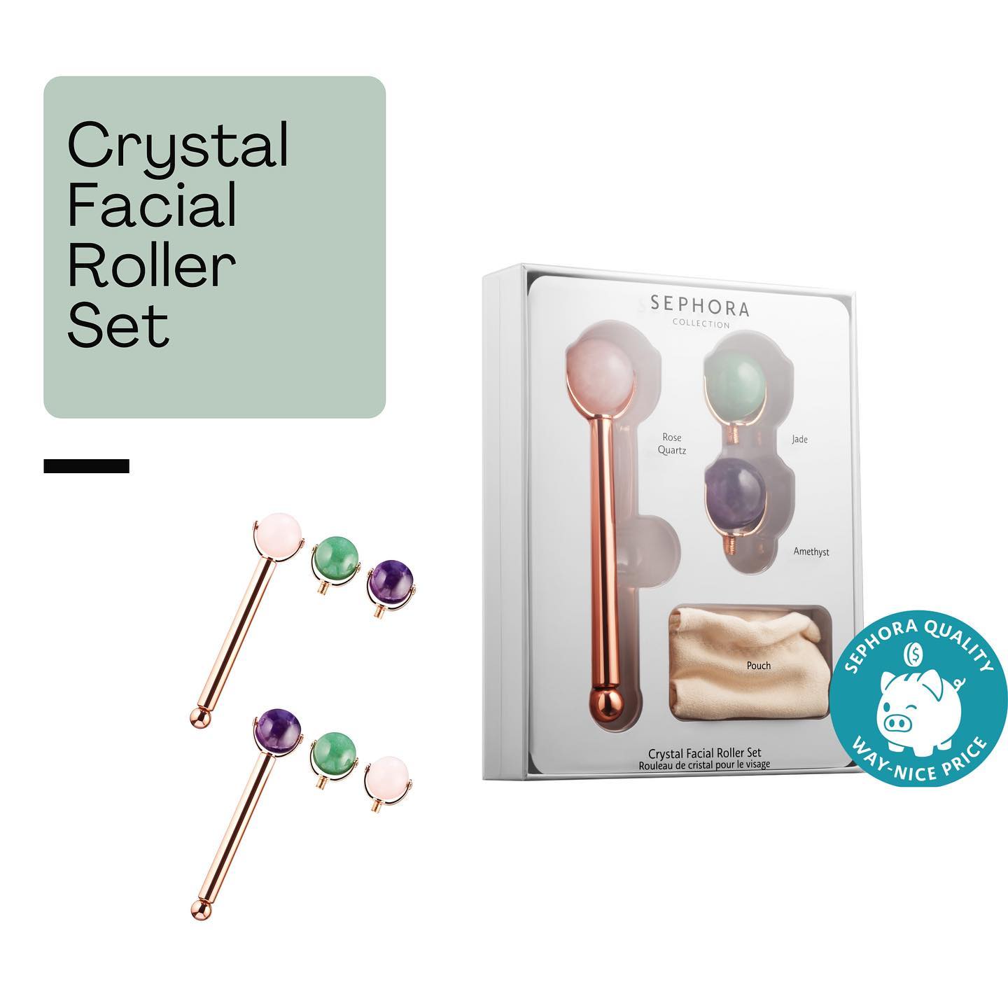 SEPHORA CRYSTAL FACIAL ROLLER SET