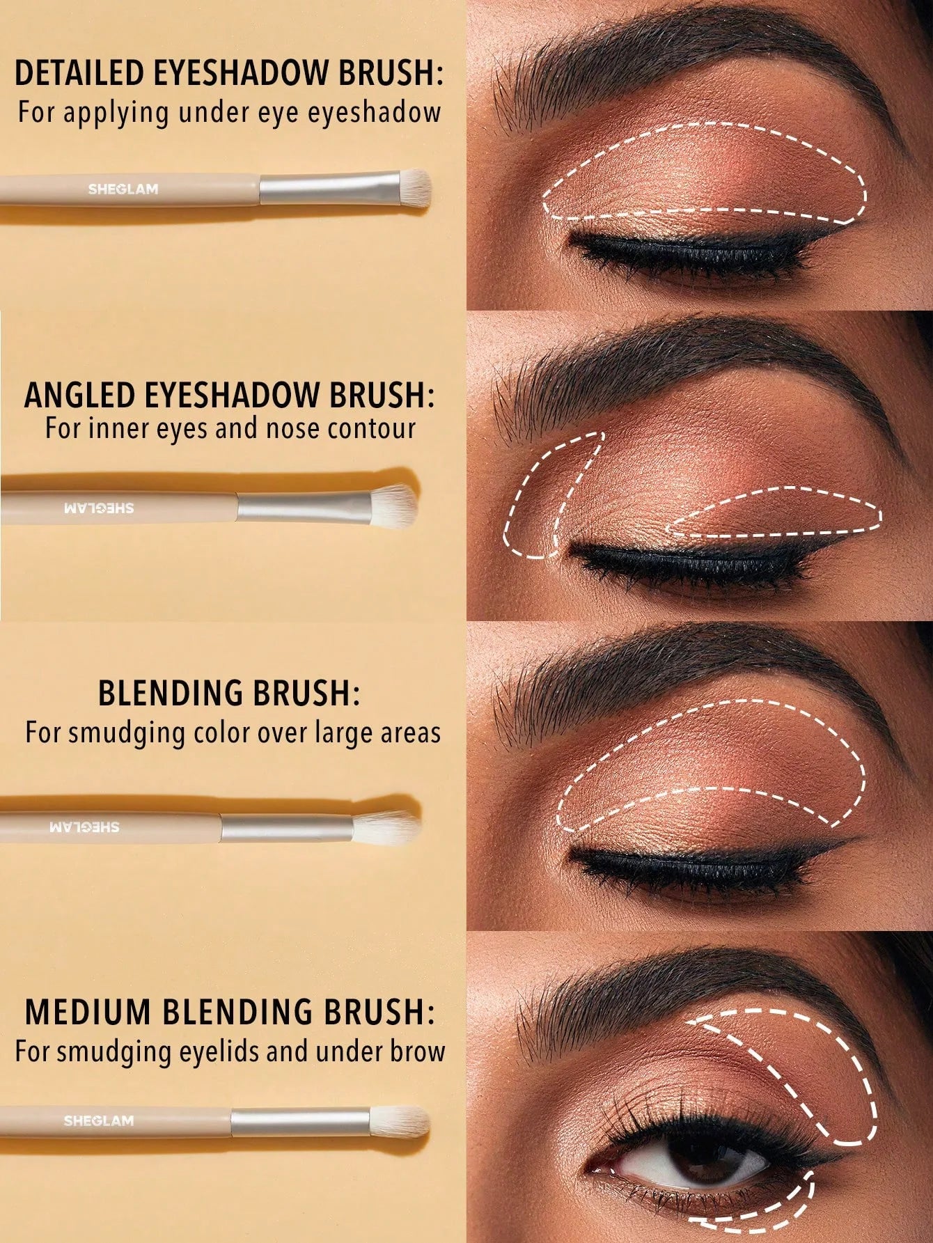 SHEGLAM GLAM 101 EYE ESSENTIALS BRUSH SET WITH BAG