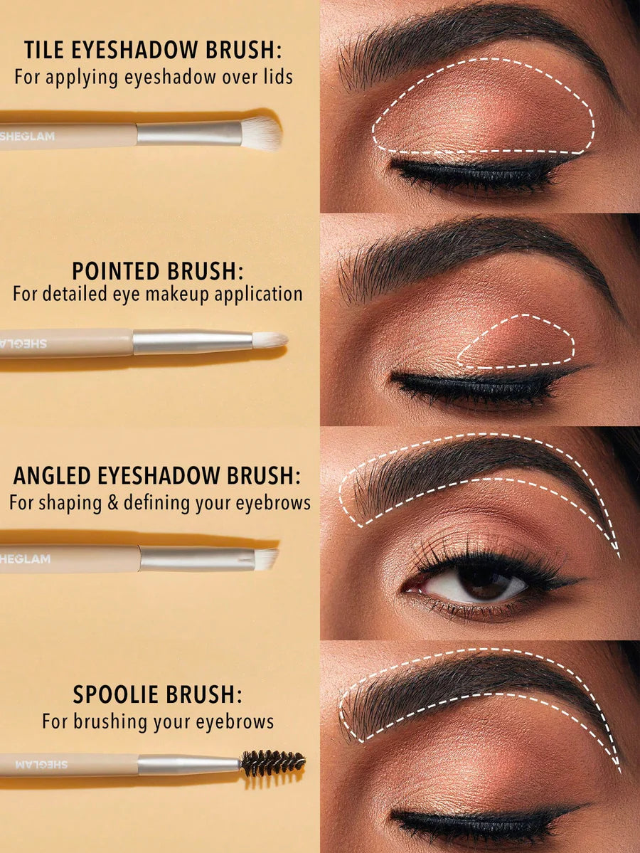 SHEGLAM GLAM 101 EYE ESSENTIALS BRUSH SET WITH BAG