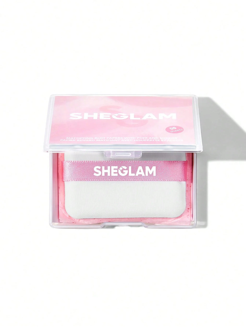 SHEGLAM Papel matificante con espejo y puff 50 piezas - Rosé