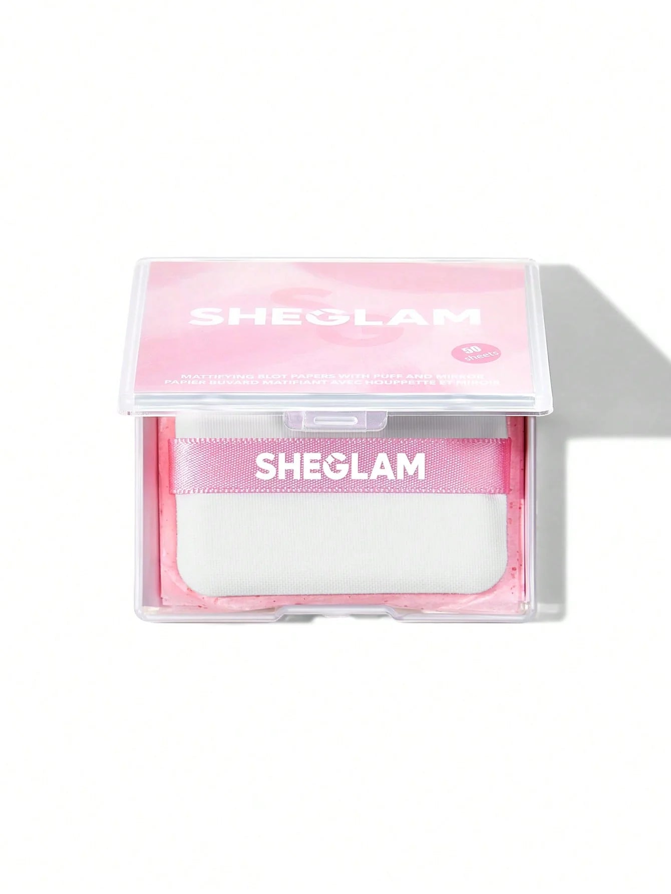 SHEGLAM Papel matificante con espejo y puff 50 piezas - Rosé