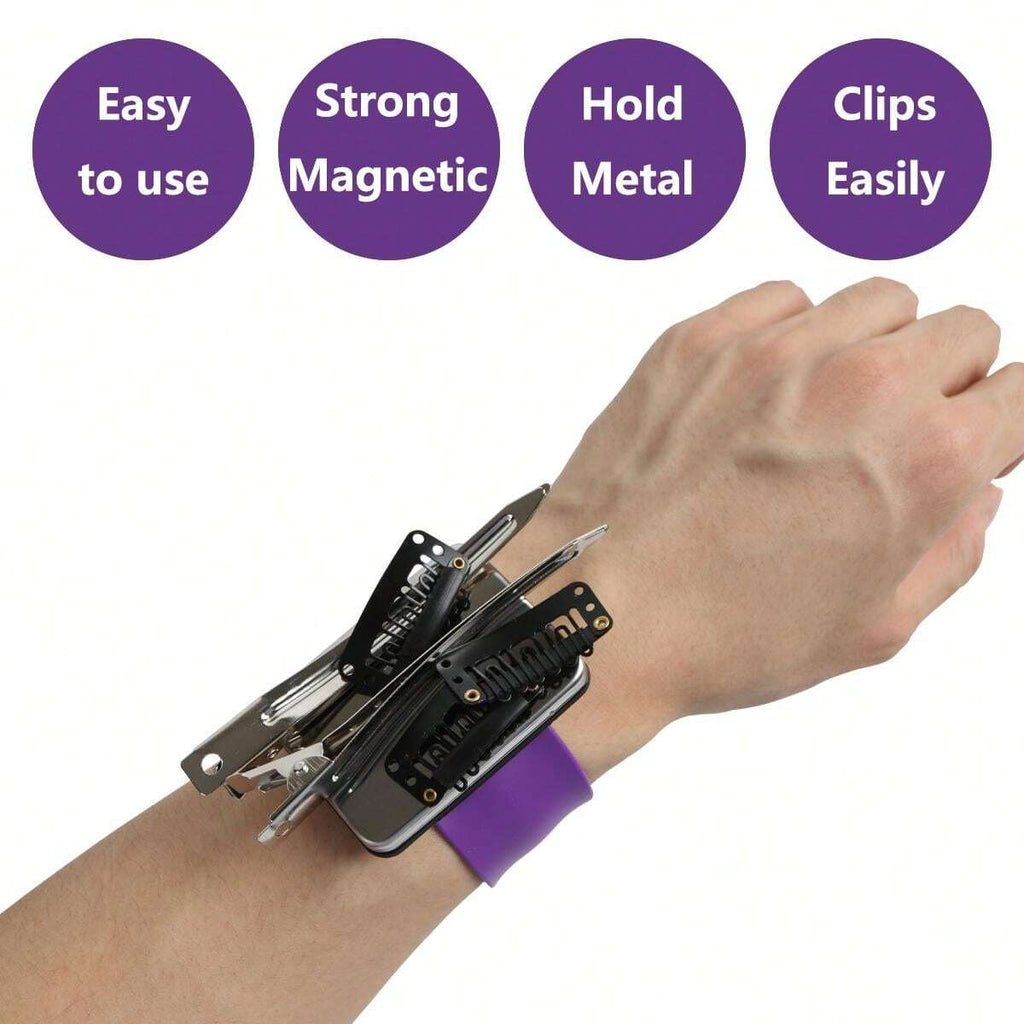 Pulsera magnética de silicona profesional para sujetar pinzas y horquillas de pelo NEGRA