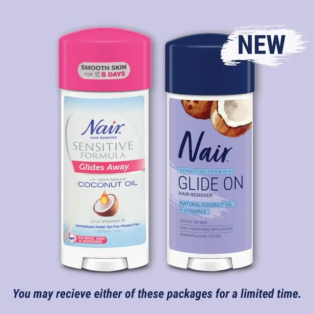 Nair Hair Remover Sensitive Formula Glide on Depilatory Cream 3.3 oz