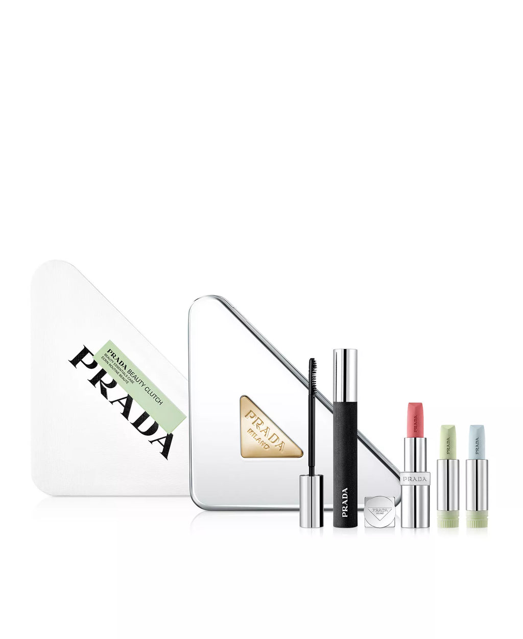 PRADA 4-Pc. Beauty Triangle-Shaped Metallic Clutch Makeup Set