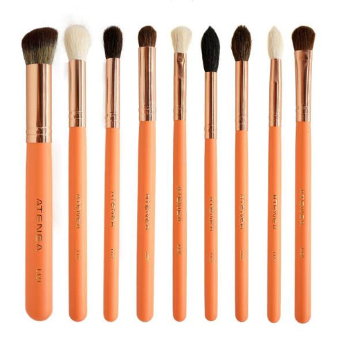 ATENEA PROFESIONAL KIT DE BROCHAS DE MAQUILLAJE CORAL LIFE X 18 PCS