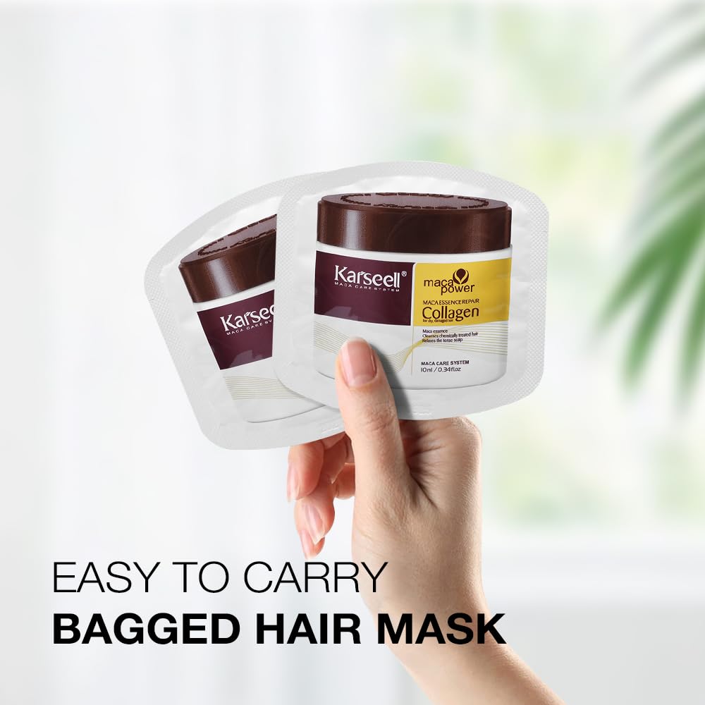 Karseell Collagen Hair Treatment Deep Repair Conditioning Argan Oil Collagen Hair Mask Essence for Dry Damaged Hair All Hair Types 10ml