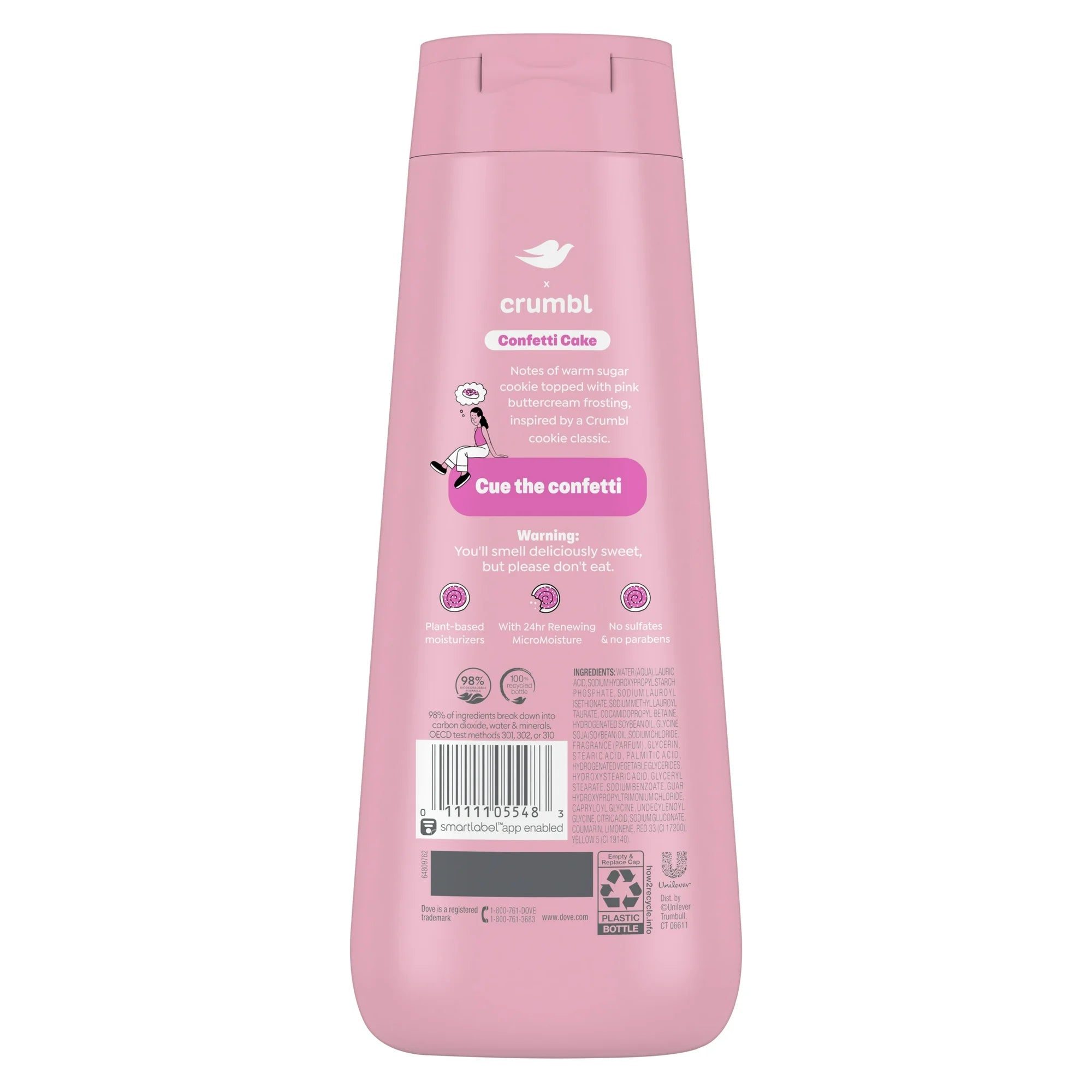 Dove Bizcocho de Confeti para Gel de Baño Líquido Humectante Mimbul, 20 oz