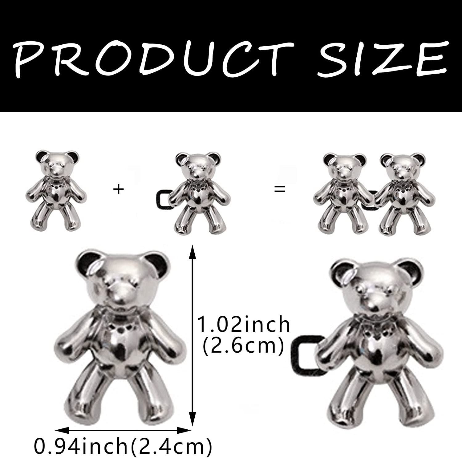 4 pares de bonitos pantalones de mezclilla de oso con botones para ropa y pantalones, sin costura, cintura desmontable, ajuste corporal, hebillas de ajuste