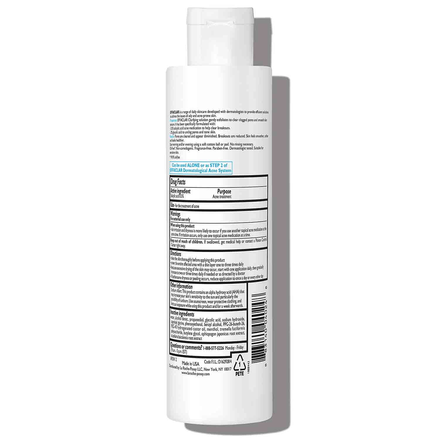 La Roche-Posay Effaclar Clarifying Solution with Salicylic Acid Acne Toner 6.76FL OZ