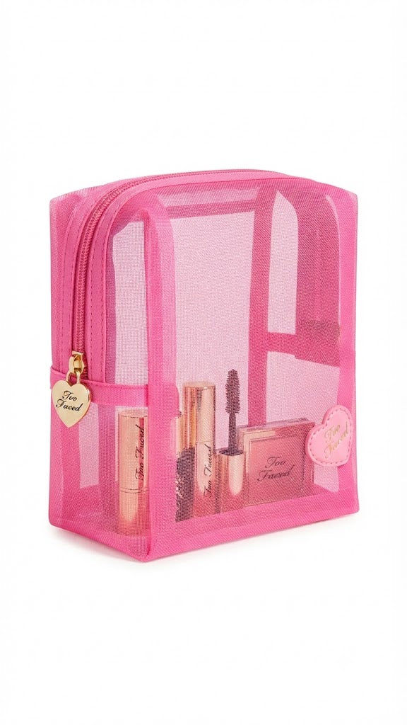 Too Faced Pink Cosmetiquera MESH BAG