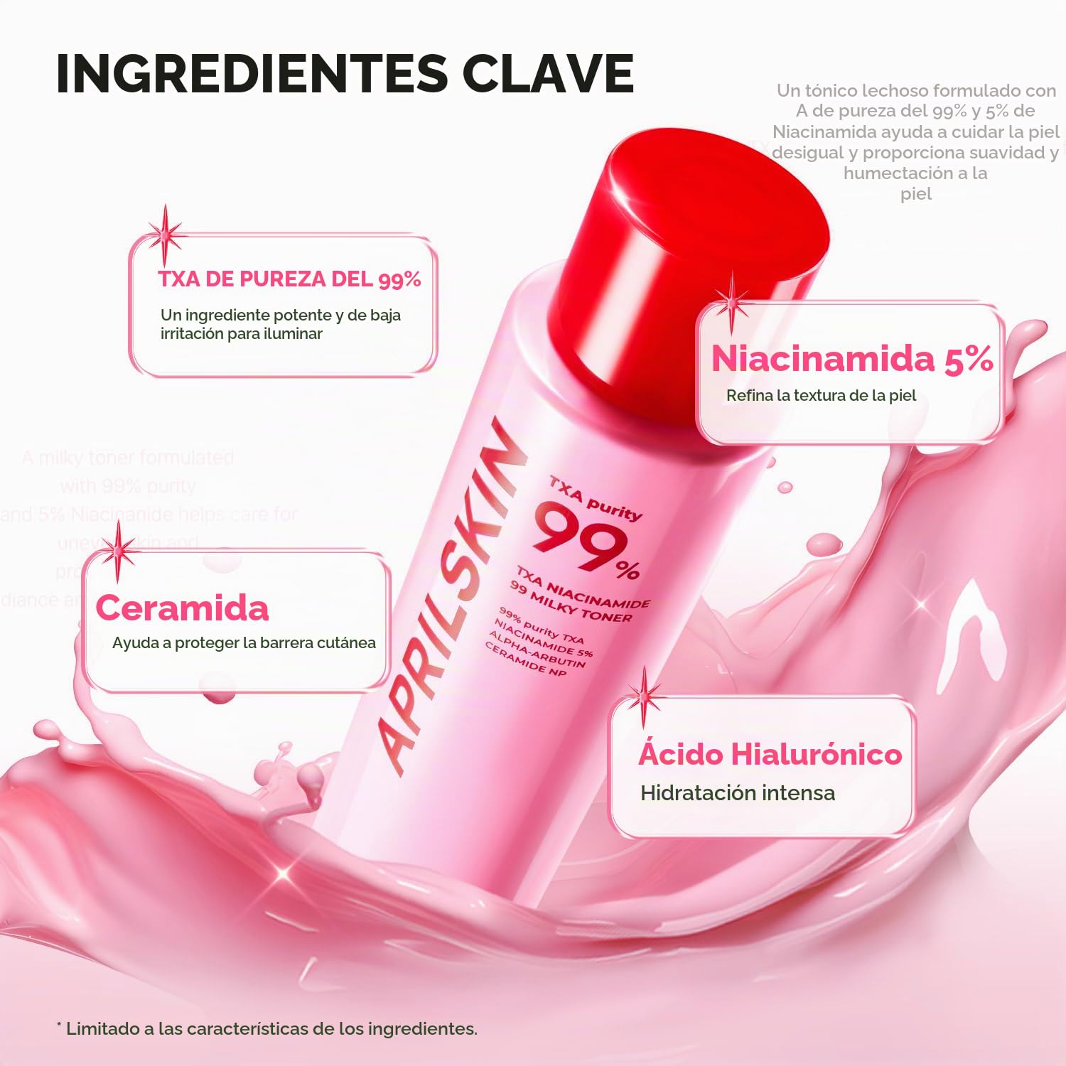 APRILSKIN TXA+Niacinamide 99 Tóner lechoso rosa 150ML