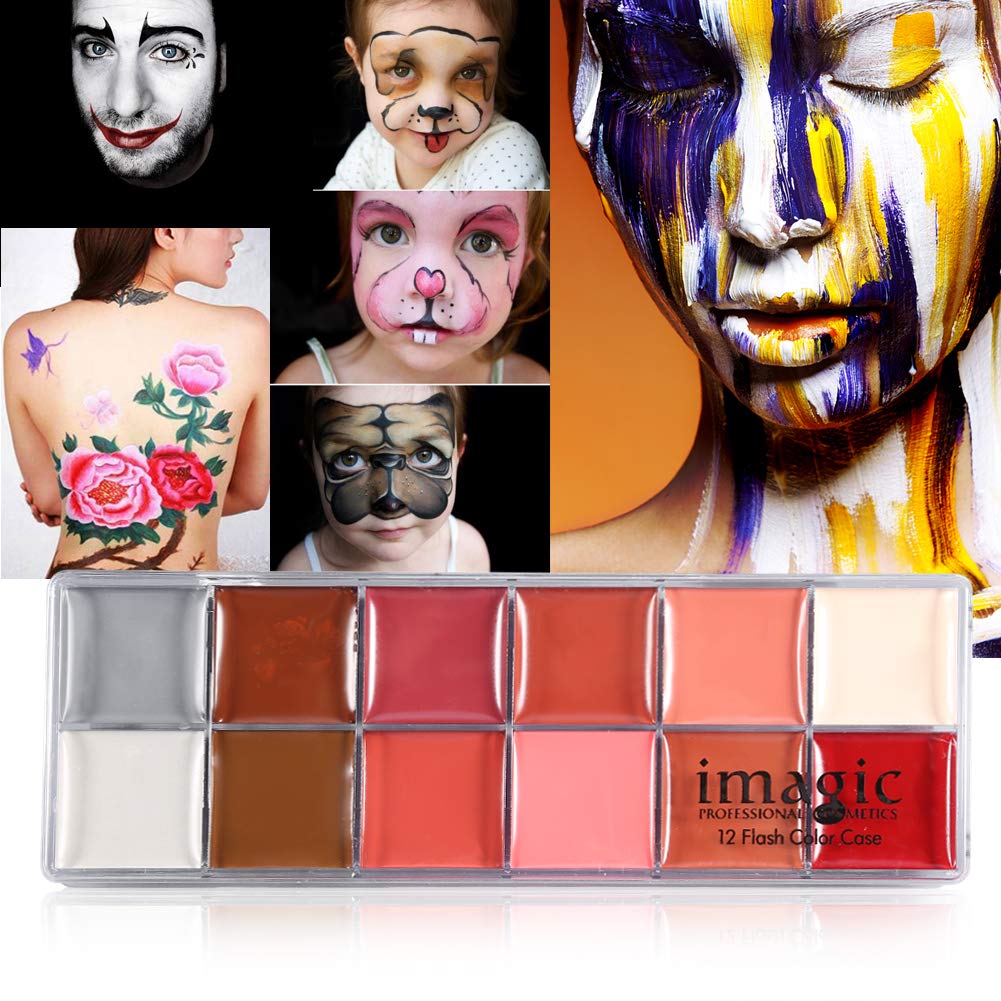 MAGIC 12 Colors Body Flash Tattoo Oil Painting Pigment Makeup Tool Fancy Dress Artist Palette for Halloween
