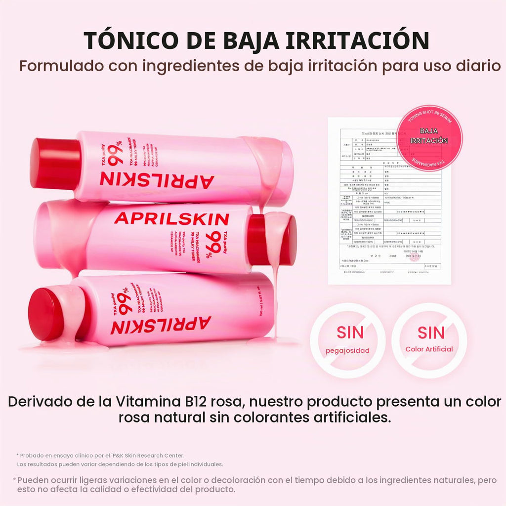 APRILSKIN TXA+Niacinamide 99 Tóner lechoso rosa 150ML