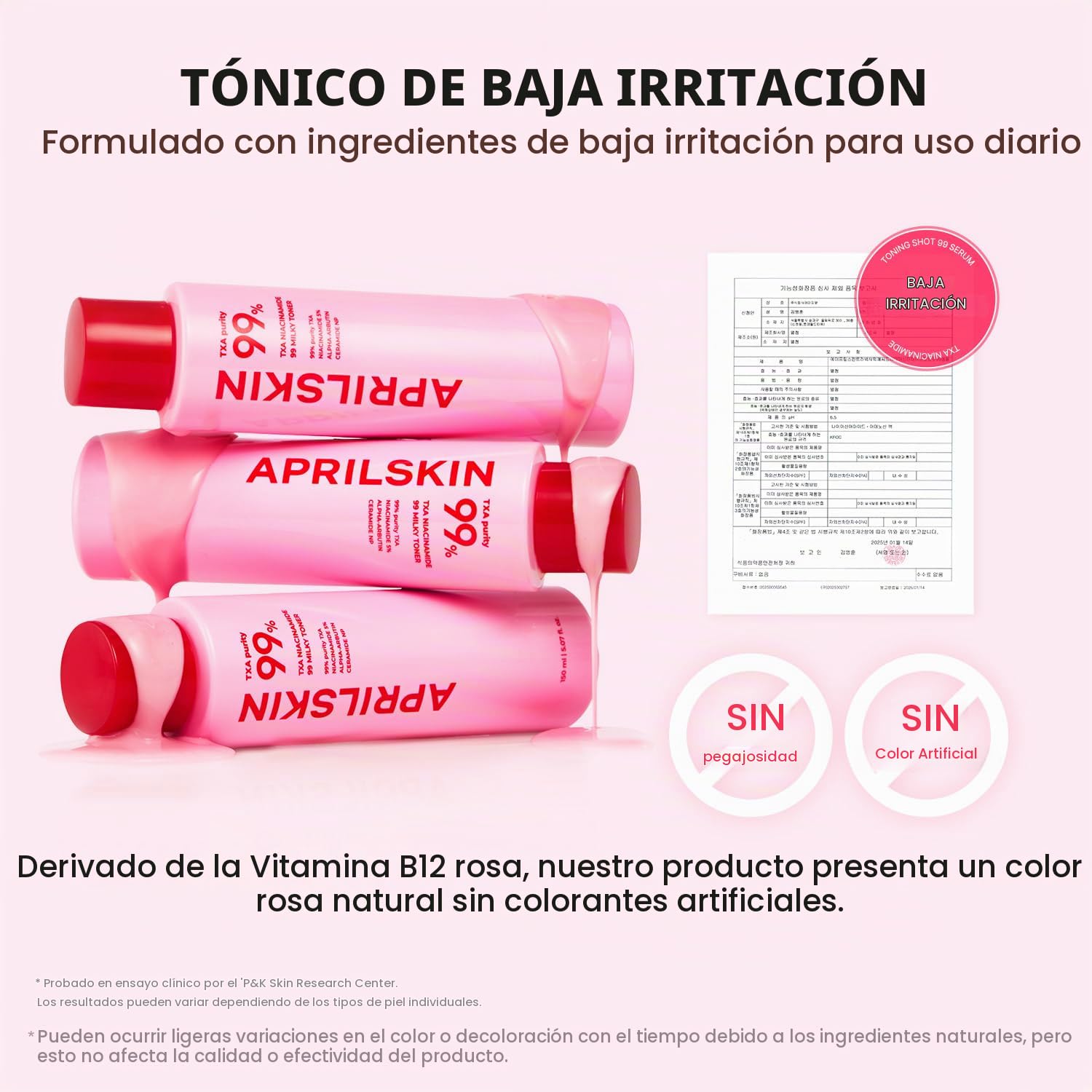 APRILSKIN TXA+Niacinamide 99 Tóner lechoso rosa 150ML