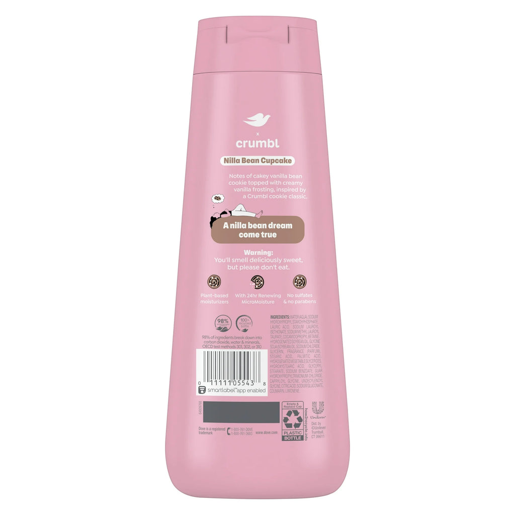 Dove Crumel Gel de Baño Líquido Hidratante Nilla Bean Cupcake, 20 oz