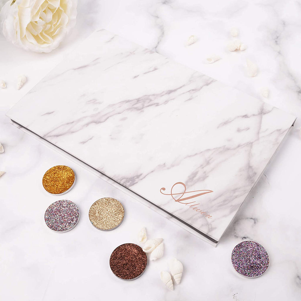 Allwon Paleta magnética de mármol vacío paleta de maquillaje con espejo para sombra de ojos lápiz labial Blush polvo (blanco)