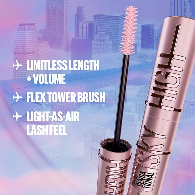 Maybelline Lash Sensational Sky High Washable Mascara, Blackest Black 800