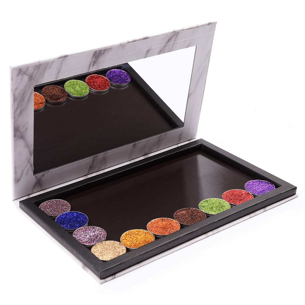 Allwon Paleta magnética de mármol vacío paleta de maquillaje con espejo para sombra de ojos lápiz labial Blush polvo (blanco)