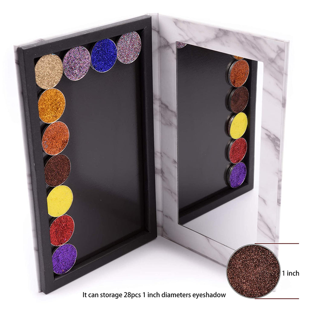Allwon Paleta magnética de mármol vacío paleta de maquillaje con espejo para sombra de ojos lápiz labial Blush polvo (blanco)