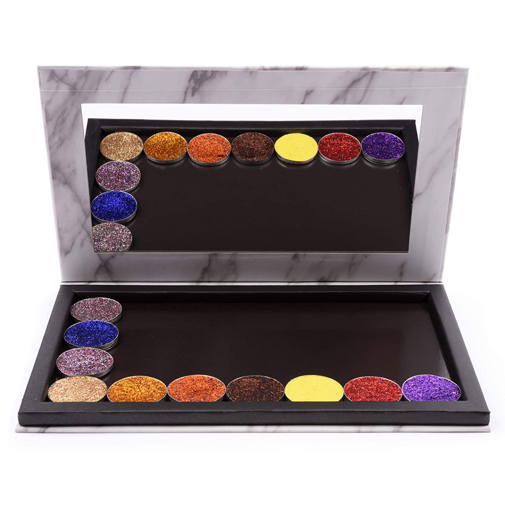 Allwon Paleta magnética de mármol vacío paleta de maquillaje con espejo para sombra de ojos lápiz labial Blush polvo (blanco)