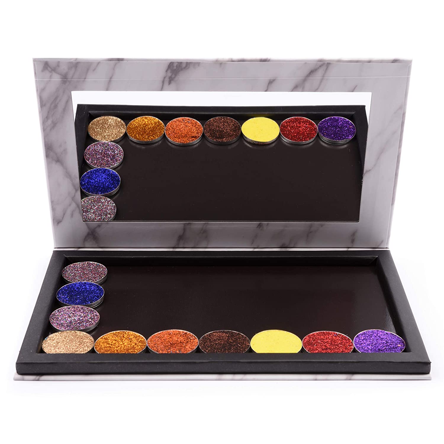 Allwon Paleta magnética de mármol vacío paleta de maquillaje con espejo para sombra de ojos lápiz labial Blush polvo (blanco)