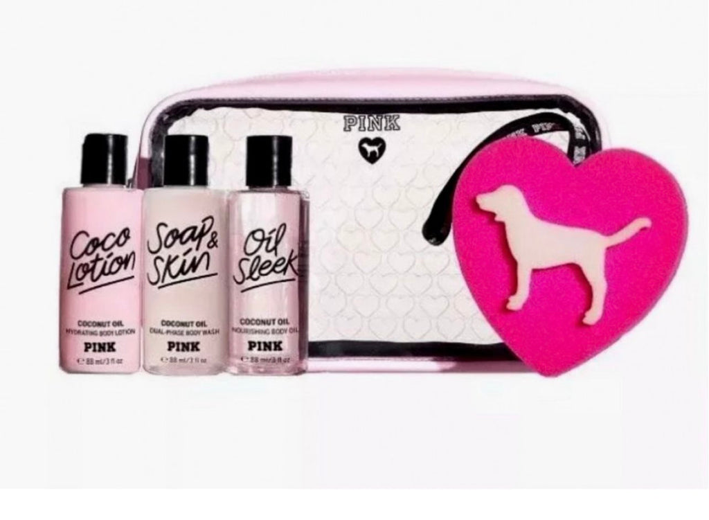 VICTORIA SECRET PINK TRAVEL PACK COCONUT OIL BODY CARE GIFT SET
