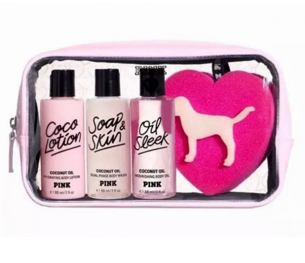 VICTORIA SECRET PINK TRAVEL PACK COCONUT OIL BODY CARE GIFT SET