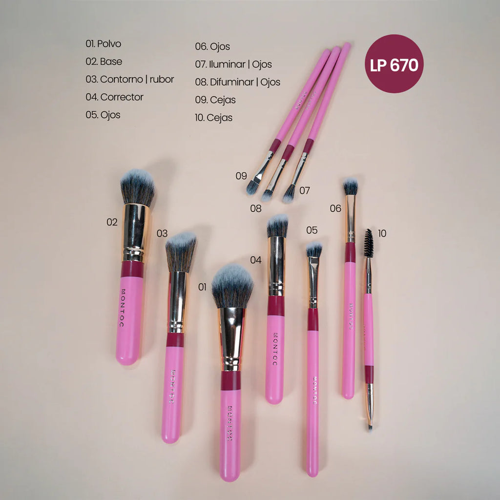MONTOC Kit Brochas de maquillaje Fluffy x10