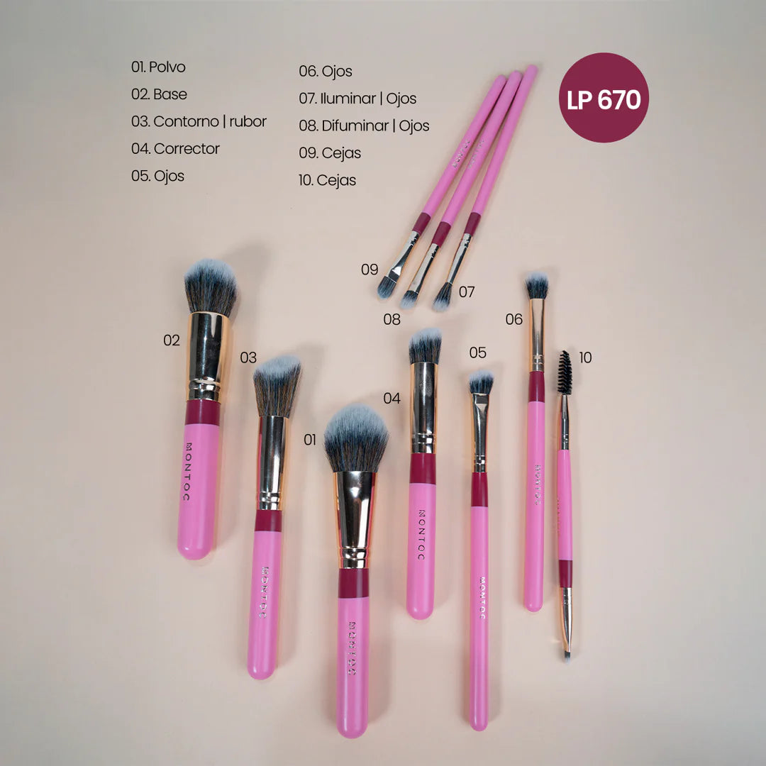 MONTOC Kit Brochas de maquillaje Fluffy x10
