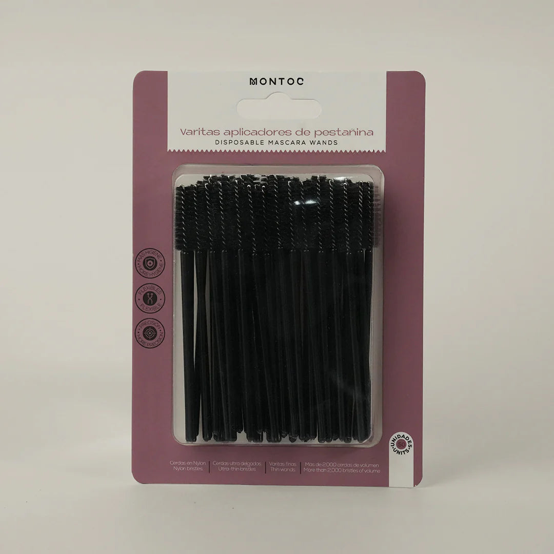MONTOC Aplicadores de pestañas en nylon flexibles para pestañina X 50