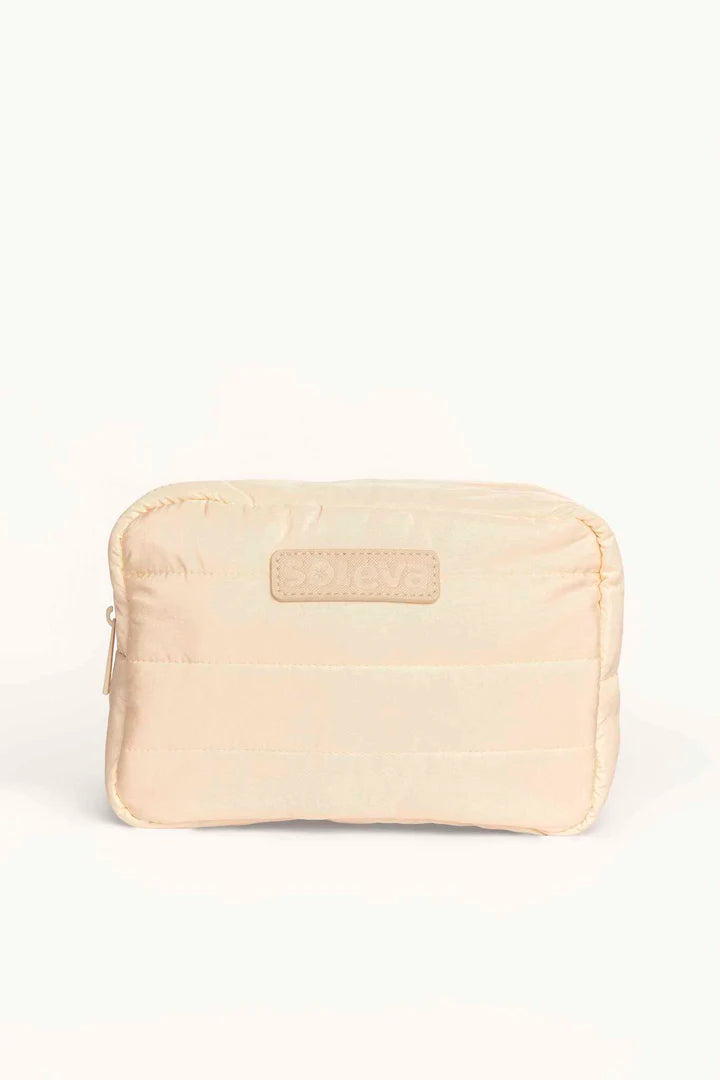 SOLEVA CLUB Cosmetiquera Beige Impermeable + 8 Brochas Profesionales