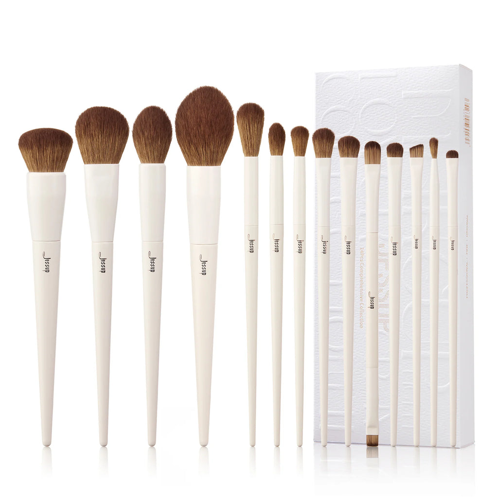JESSUP BEAUTY Luxury Light Gray Comprehensive Eye and Face Brush Set 14pcs T329