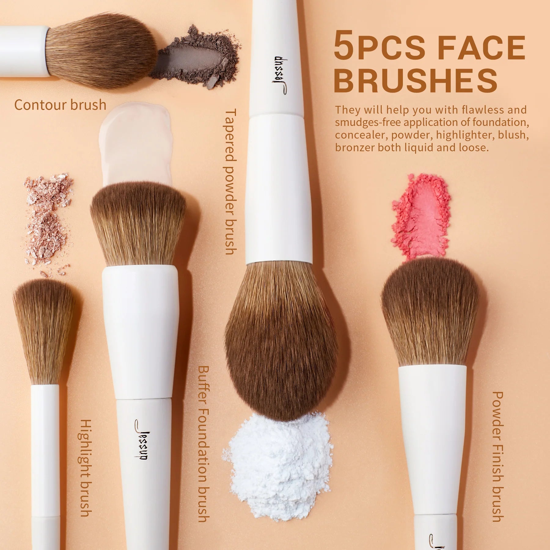 JESSUP BEAUTY Luxury Light Gray Comprehensive Eye and Face Brush Set 14pcs T329