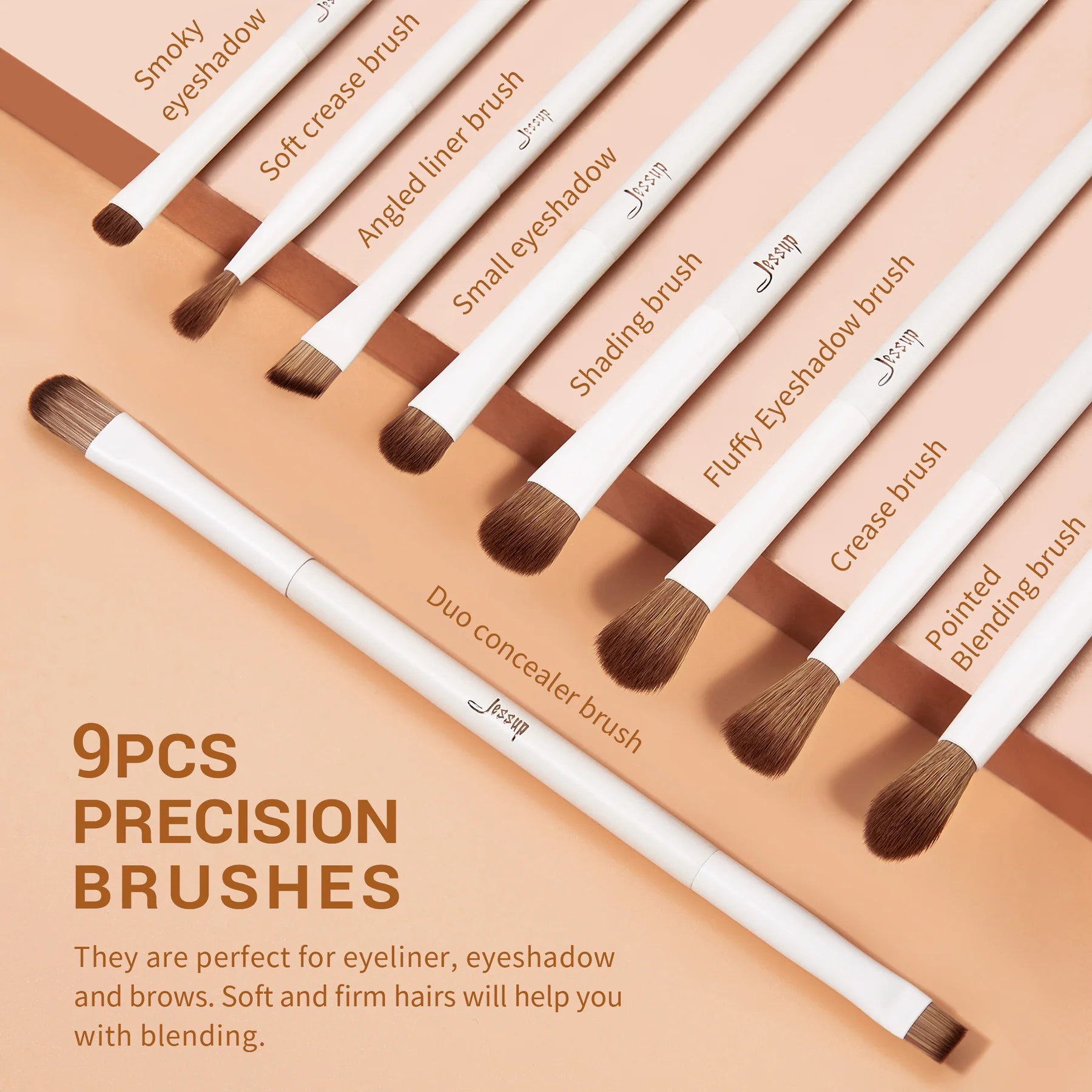 JESSUP BEAUTY Luxury Light Gray Comprehensive Eye and Face Brush Set 14pcs T329