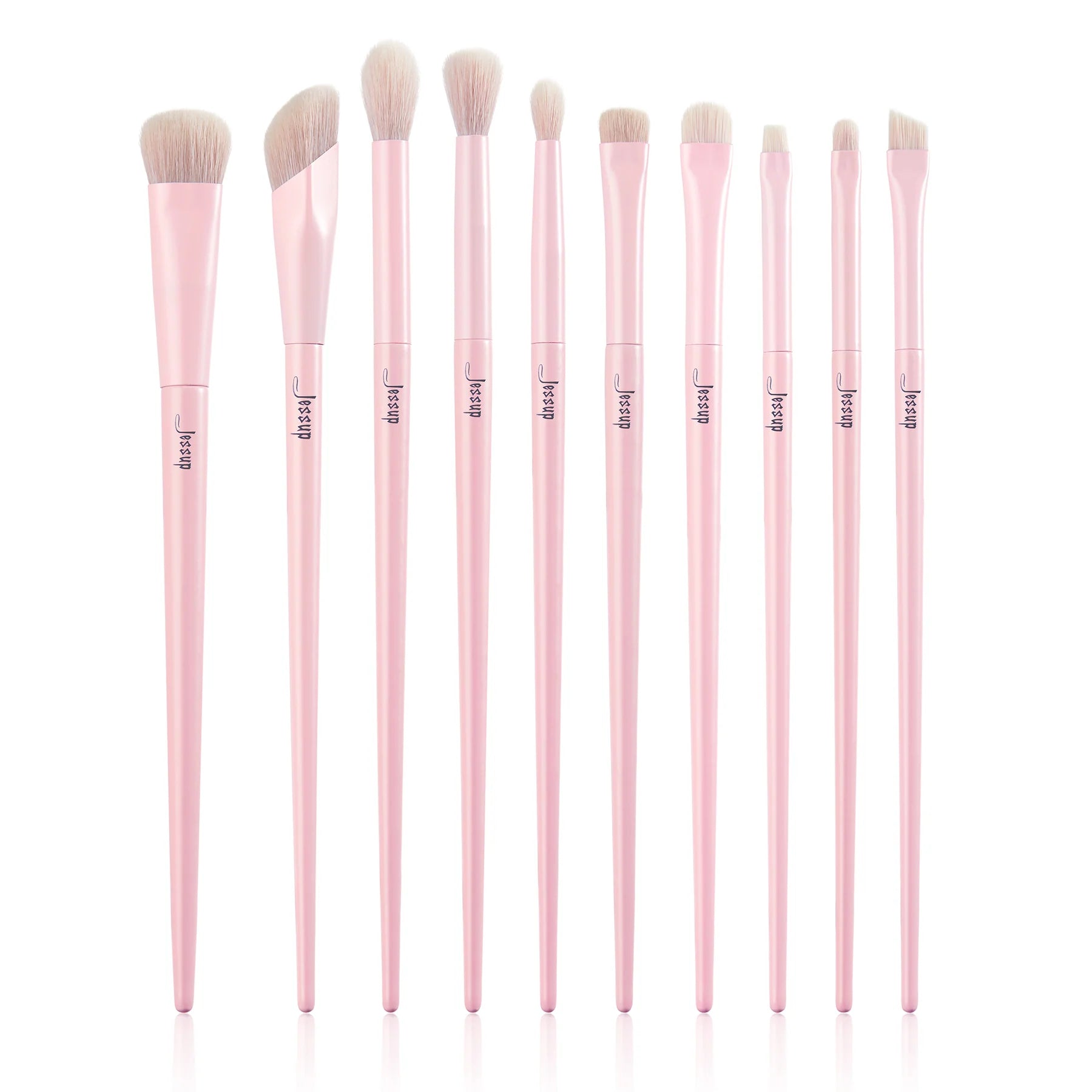 Jessup Crystal Pink Makeup Brushes Set Premium Vegan x 10 pc