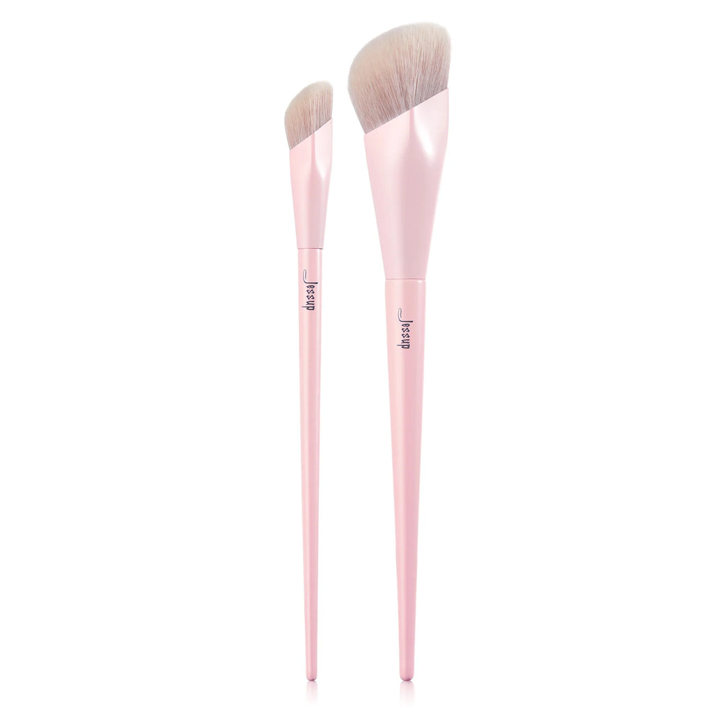 Jessup Crystal Pink Makeup Brushes Set Premium Vegan x 10 pc