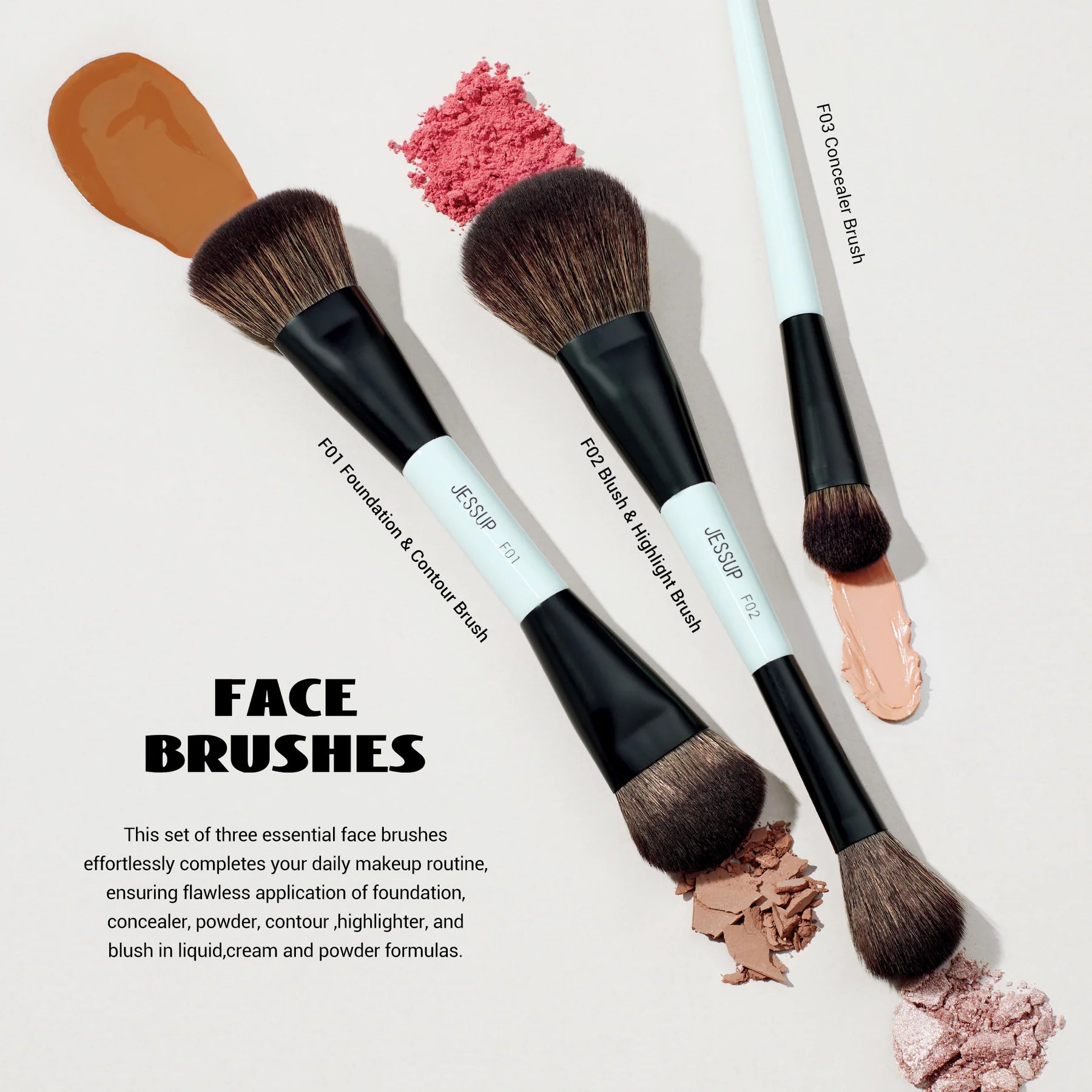 JESSUPB 5-in-3 Duo-End Brush Versatility Collection T500