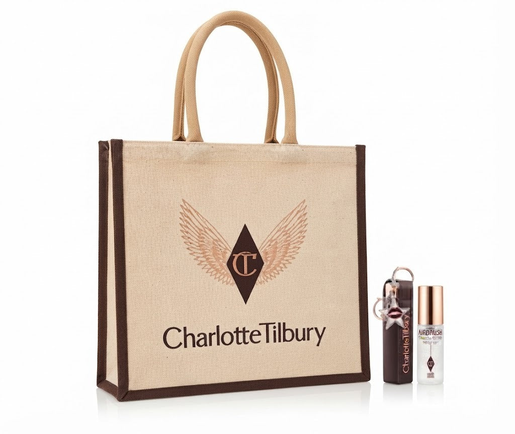 Charlotte Tilbury: Tote Bag + Mini Spray Fijador + Llavero Charm
