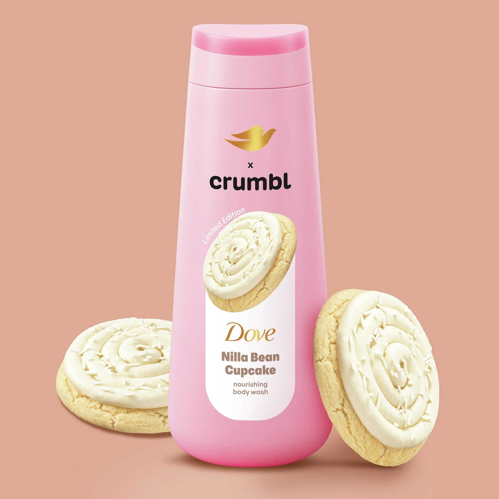 Dove Crumel Gel de Baño Líquido Hidratante Nilla Bean Cupcake, 20 oz