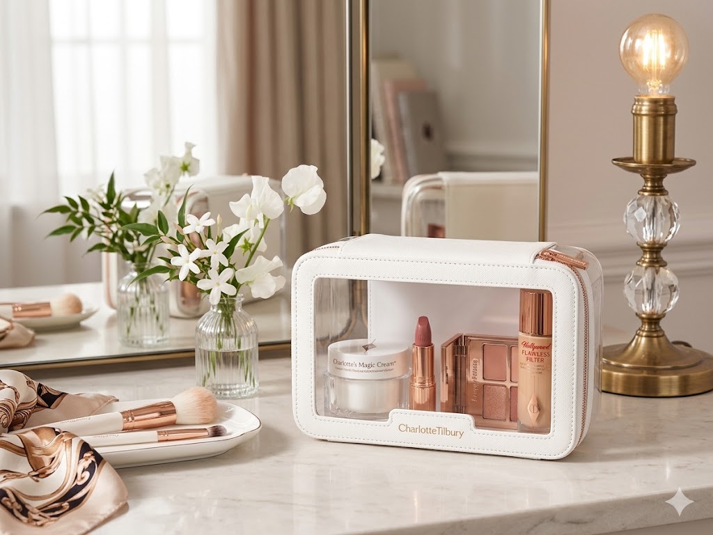 Charlotte Tilbury White Unreal Cosmetic Bag