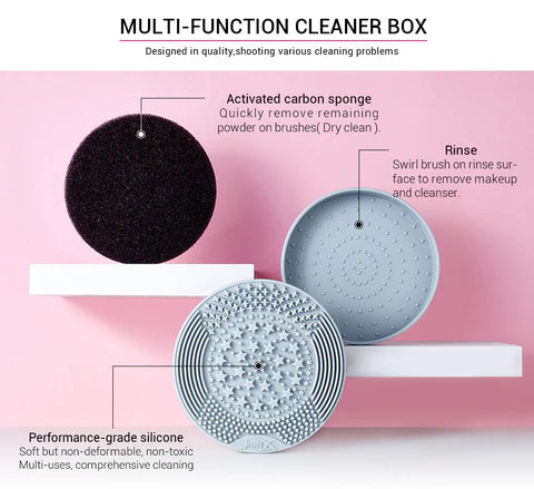 Jessup Brush Cleaner 2-IN-1 Dry(Sponge) & Wet(Silicone)