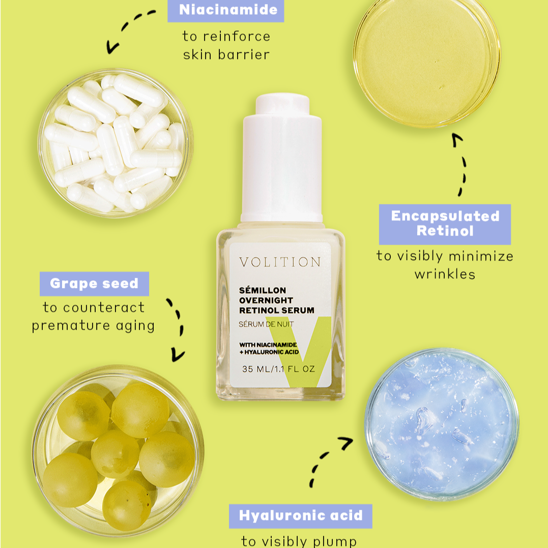 VOLITION BEAUTY Sémillon Overnight Retinol Serum with Niacinamide + Hyaluronic Acid