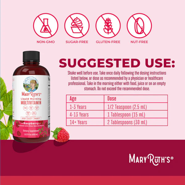 MaryRuth's Liquid Morning Multivitamin, Raspberry,  650ml