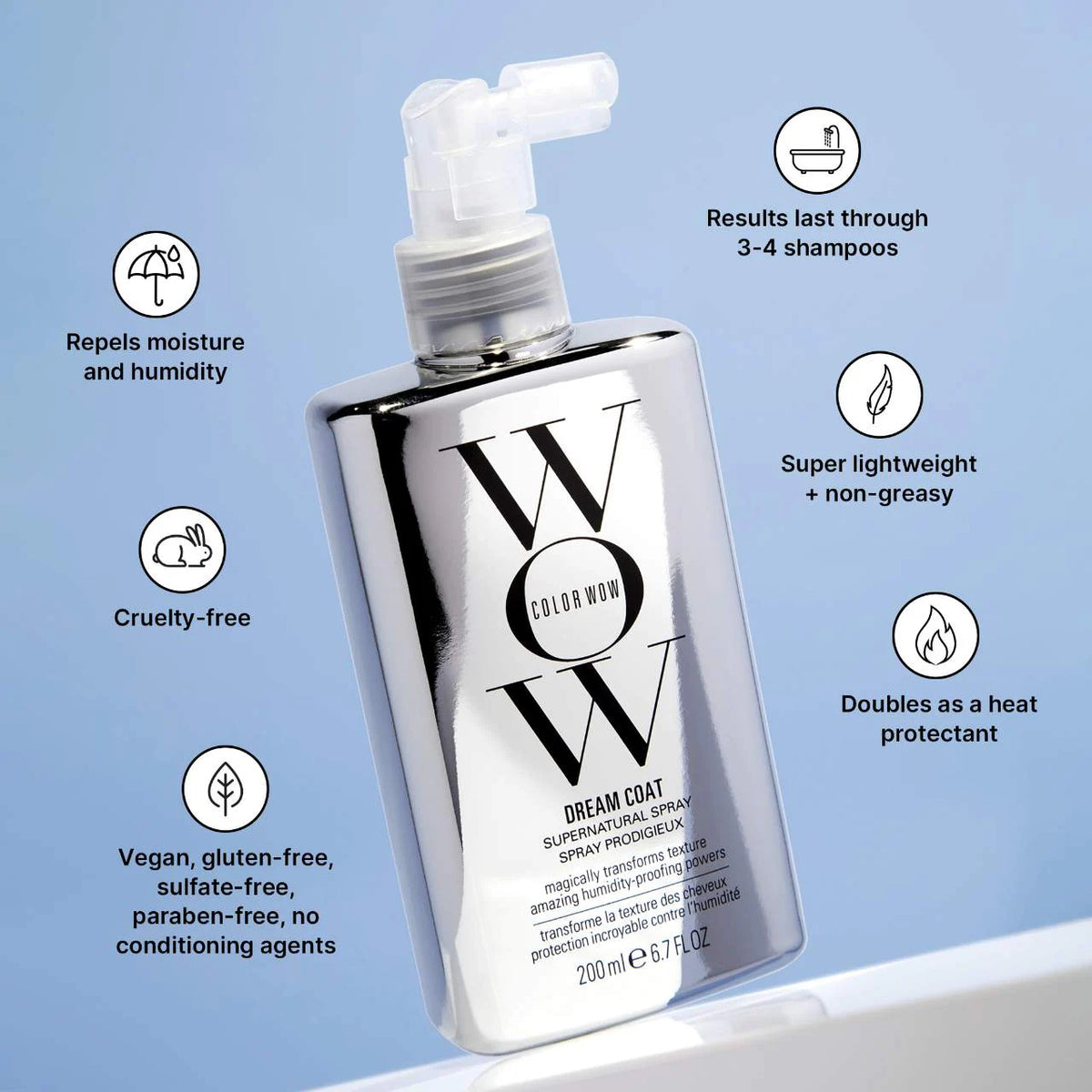 COLOR WOW  Dream Coat Supernatural Anti-Frizz, Blow Dry Treatment Spray