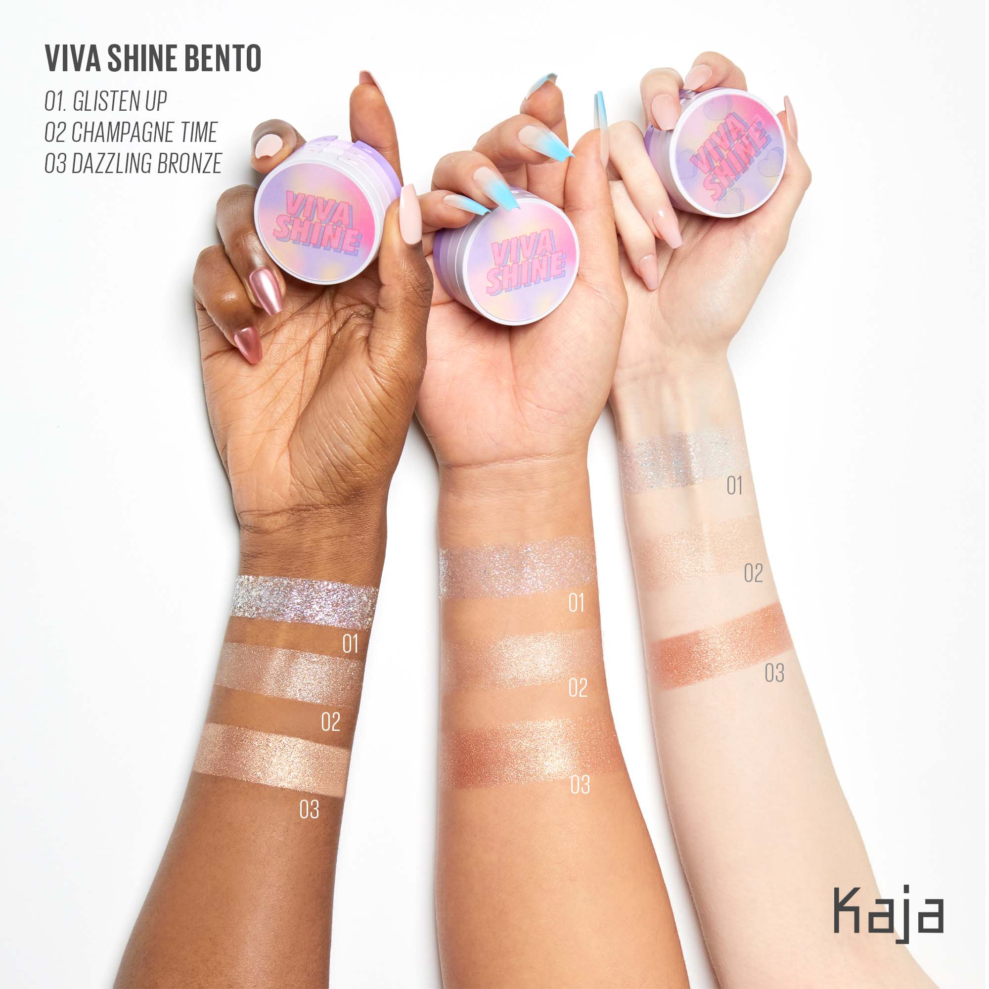 Kaja Viva Shine Bento All Over Highlighter Trio