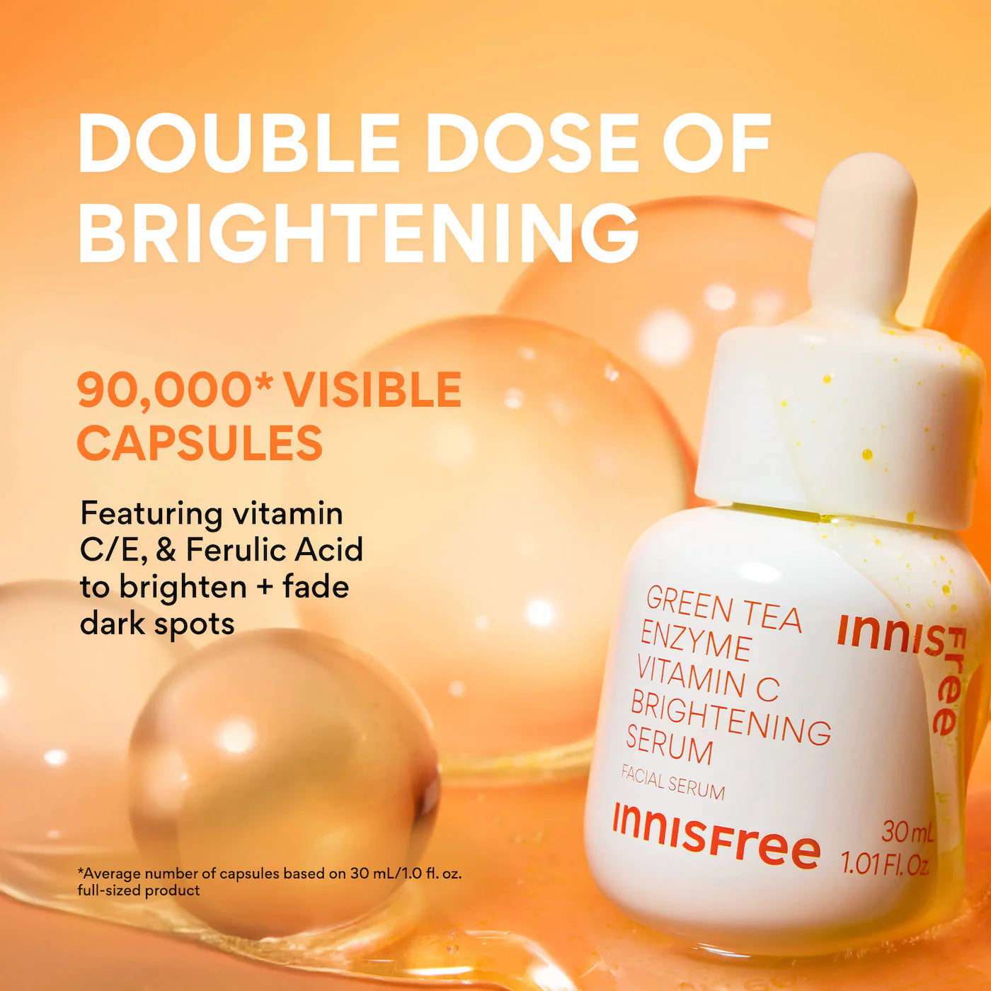 innisfree  Rapid Vitamin C Brightening Serum for Dark Spots + Post-Breakout Marks 7ml