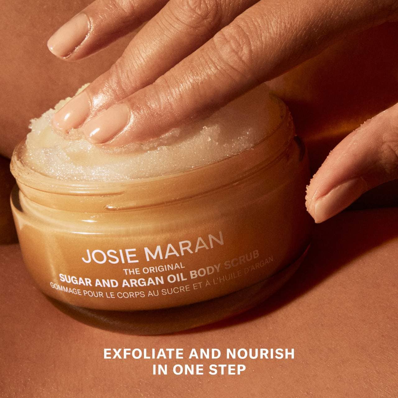 Josie Maran  Mini Vanilla Vibezzz - Argan Oil + Sugar Balm Refillable Exfoliating Body Scrub