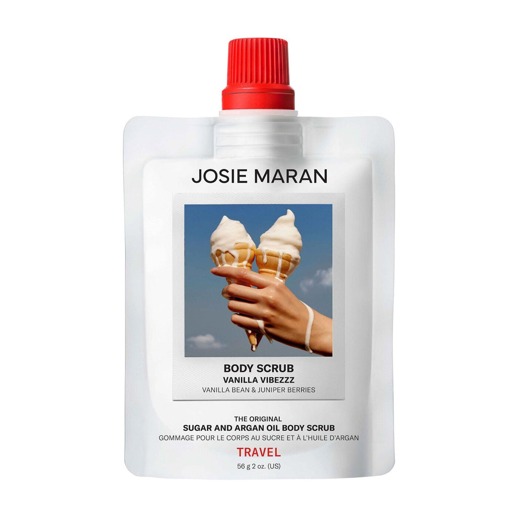 Josie Maran  Mini Vanilla Vibezzz - Argan Oil + Sugar Balm Refillable Exfoliating Body Scrub