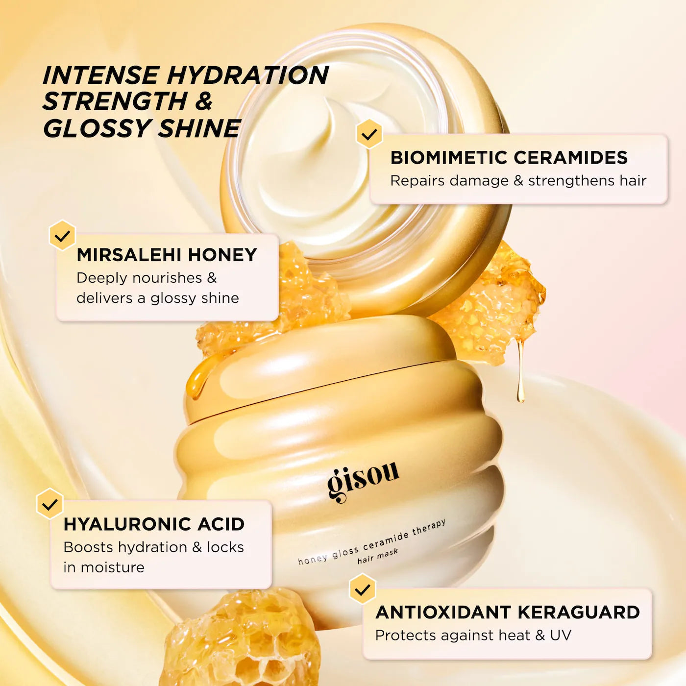 Gisou  Mini Honey Gloss Ceramide Therapy Hydrating Hair Mask  75ml